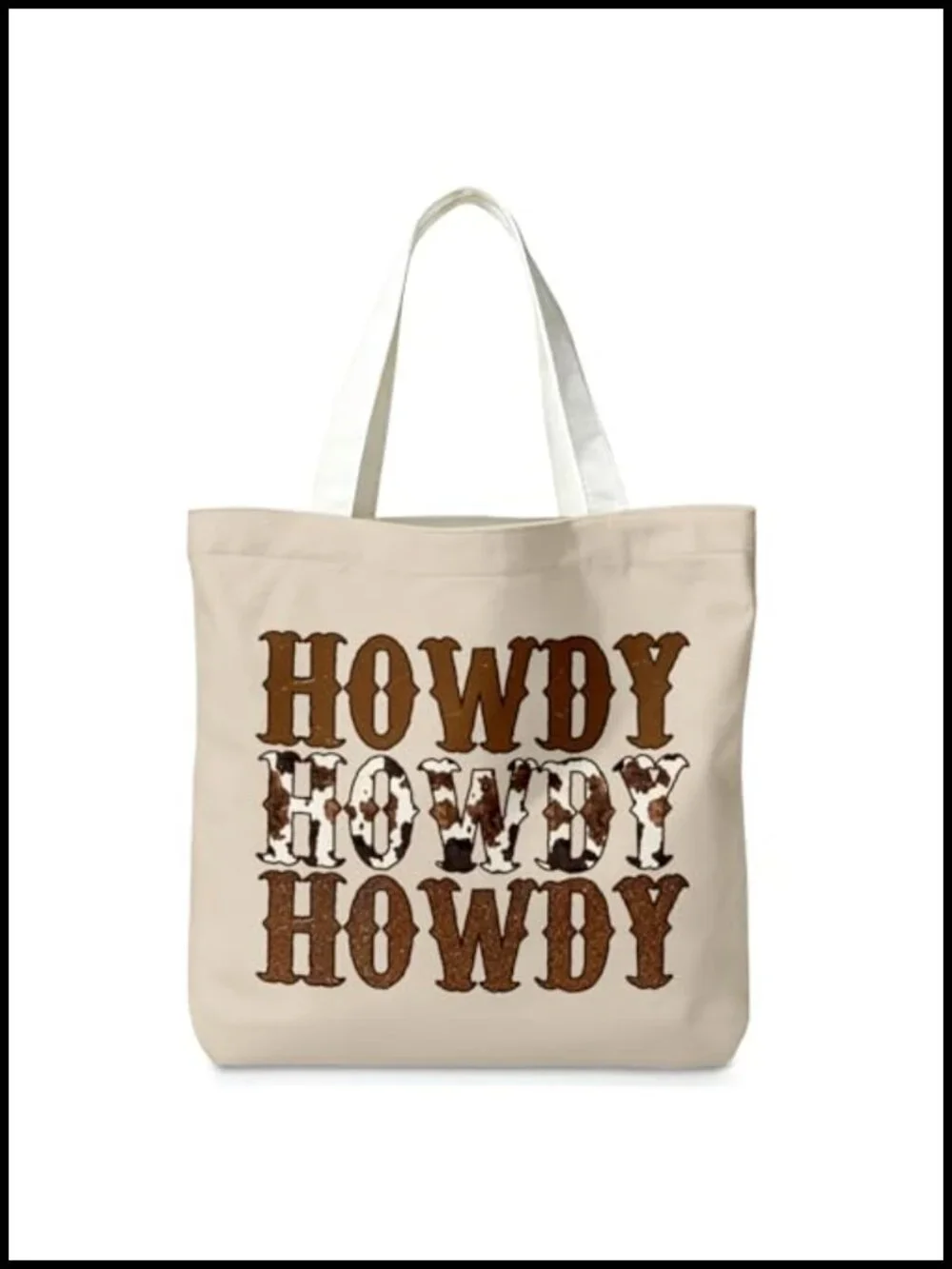 Vintage Western Canvas Tote Bag - Reusable Grocery Shopping Bag
